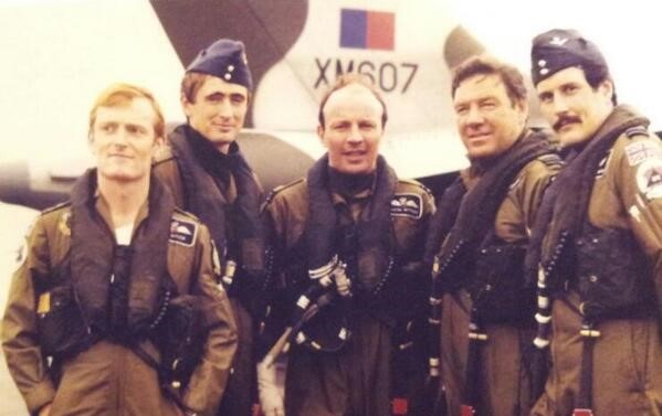 Five RAF pilots with Squadron Leader Martin Withers in the middle.